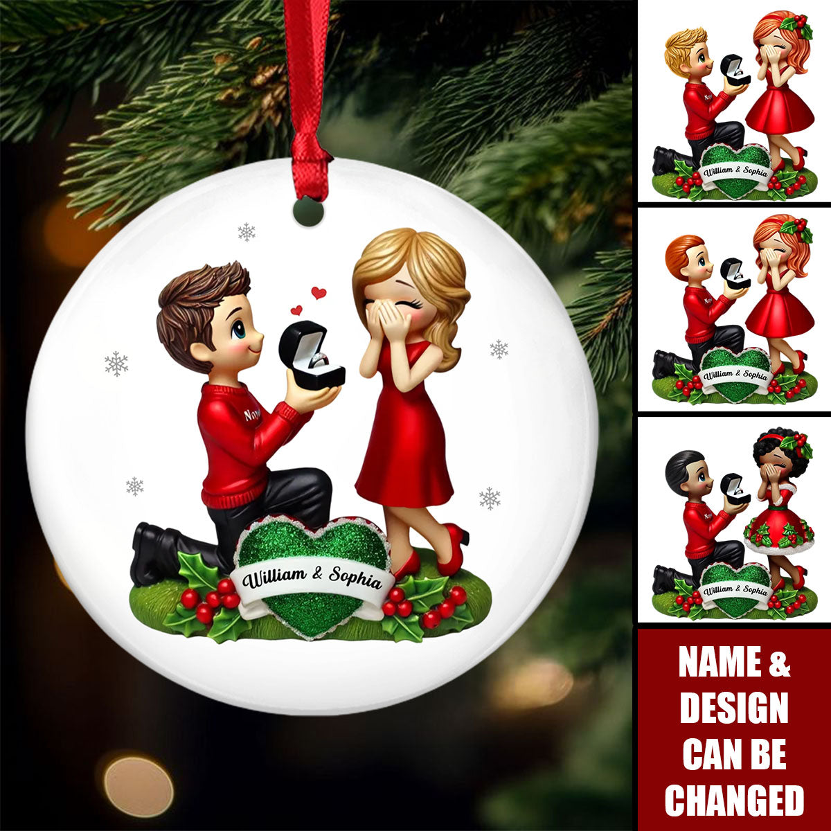 This Year We Got Engaged Personalized Ceramic Ornament