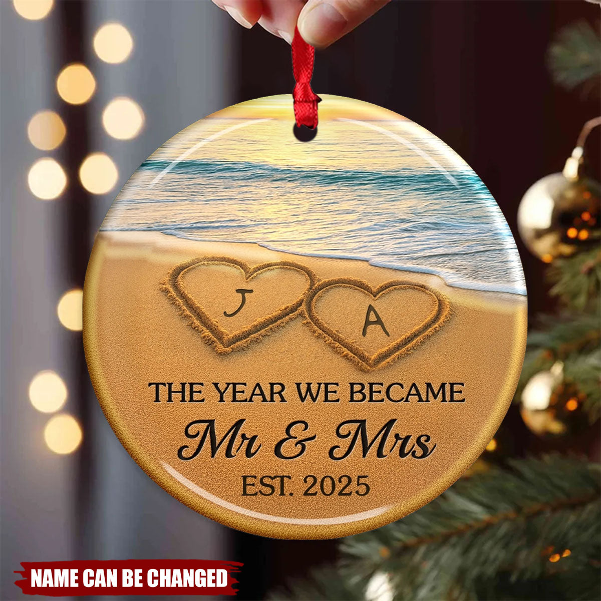 Custom Ceramic Ornament - Personalized Anniversary Christmas Ornament