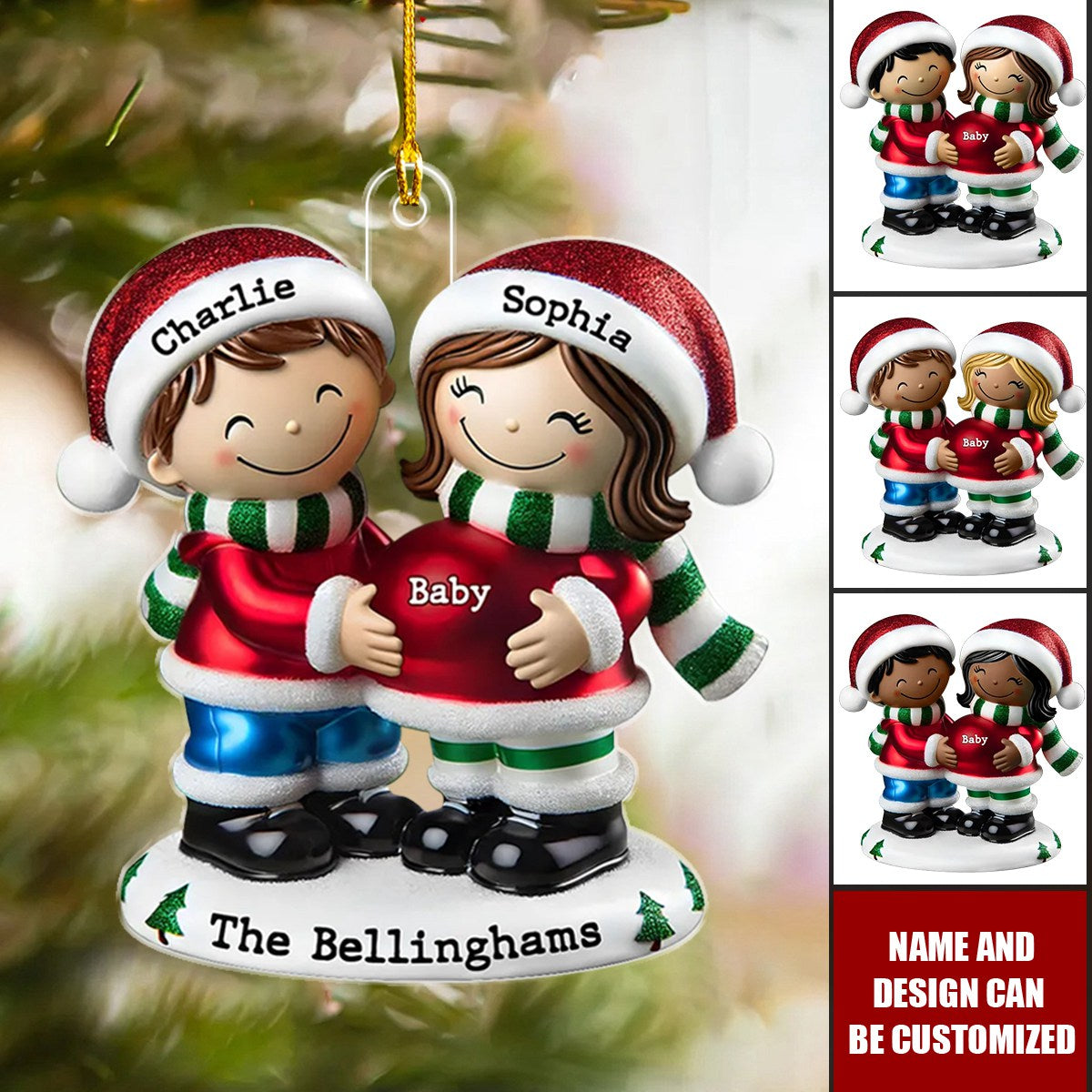 We're Expecting Parents - Personalized Pregnancy Ornament