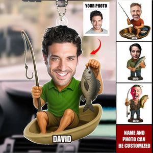 Custom Gifts For Fisherman - Personalized Photo Car Ornament