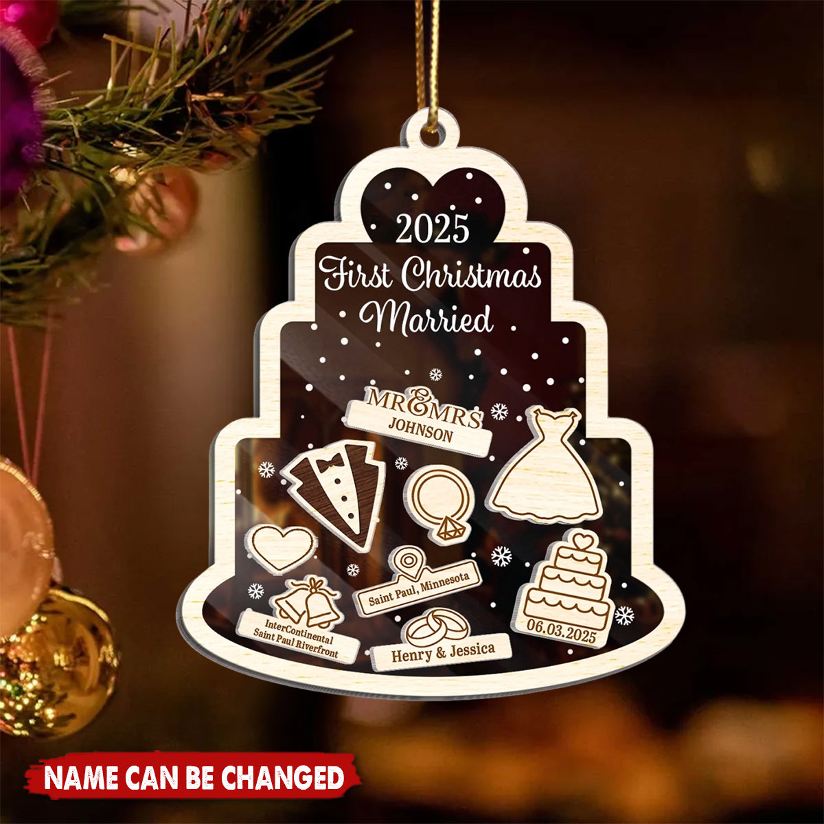 Personalized Anniversary Christmas Ornament - Wedding Gifts For Husband And Wife