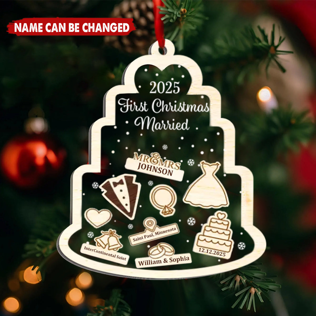 Personalized Anniversary Christmas Ornament - Wedding Gifts For Husband And Wife