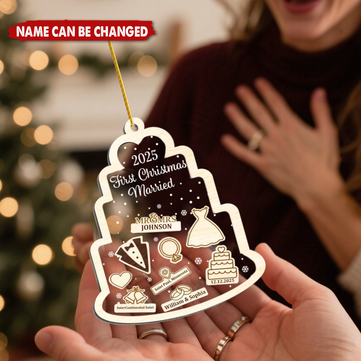 Personalized Anniversary Christmas Ornament - Wedding Gifts For Husband And Wife