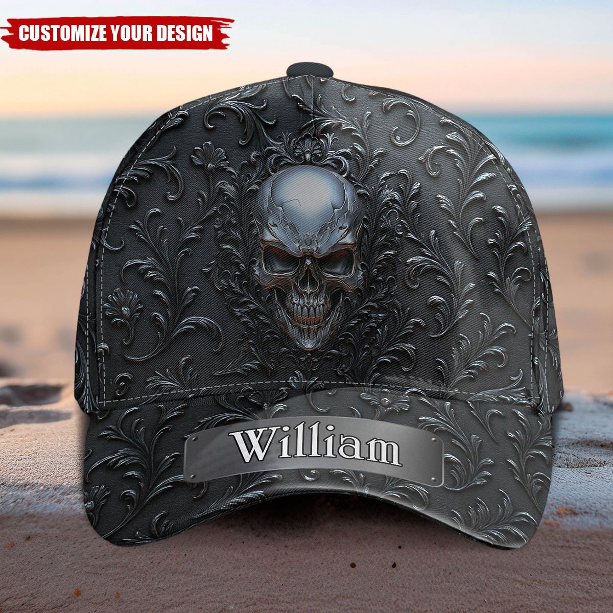 Matte Black Skull Cool Style - Personalized Classic Cap