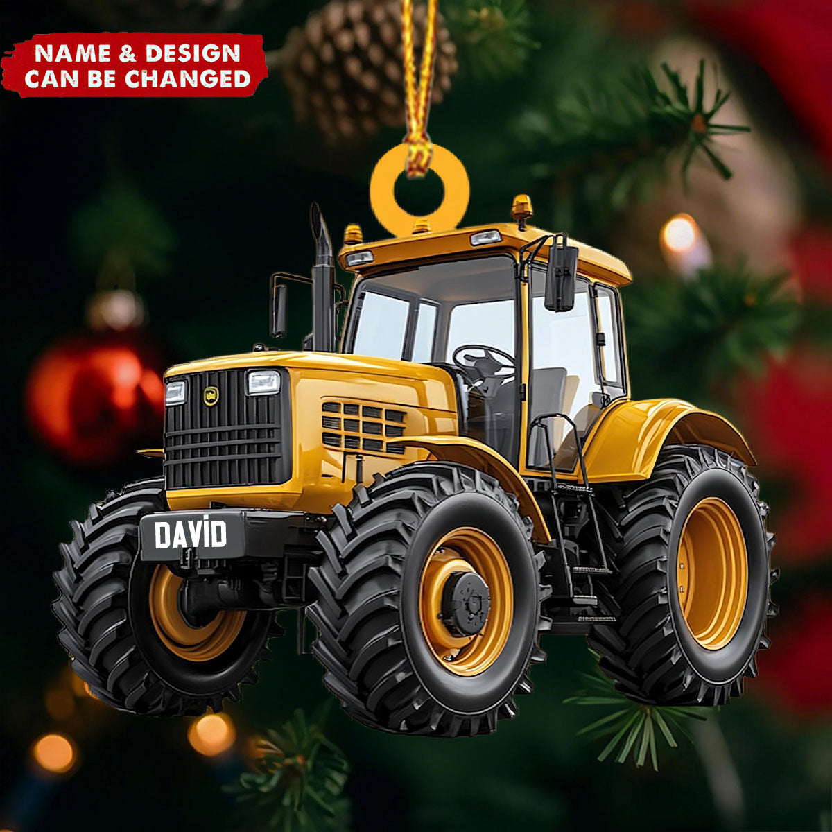 Custom Name Tractor Christmas Personalized Ornament