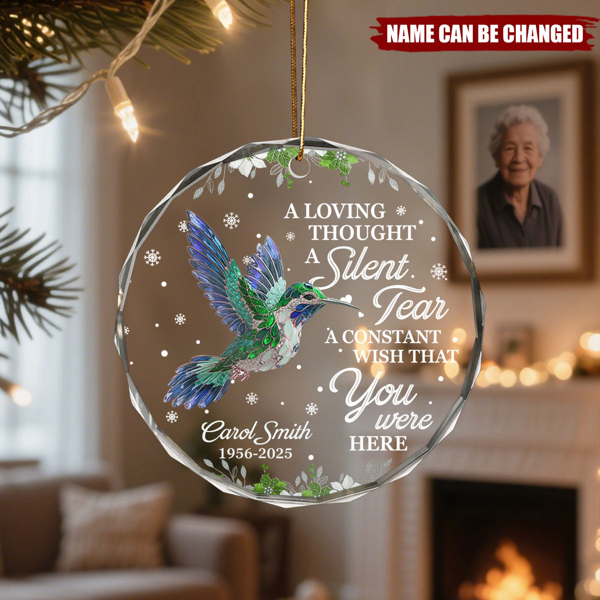 I'm Always With You Cardinal Hummingbird - Personalized Glass Ornament