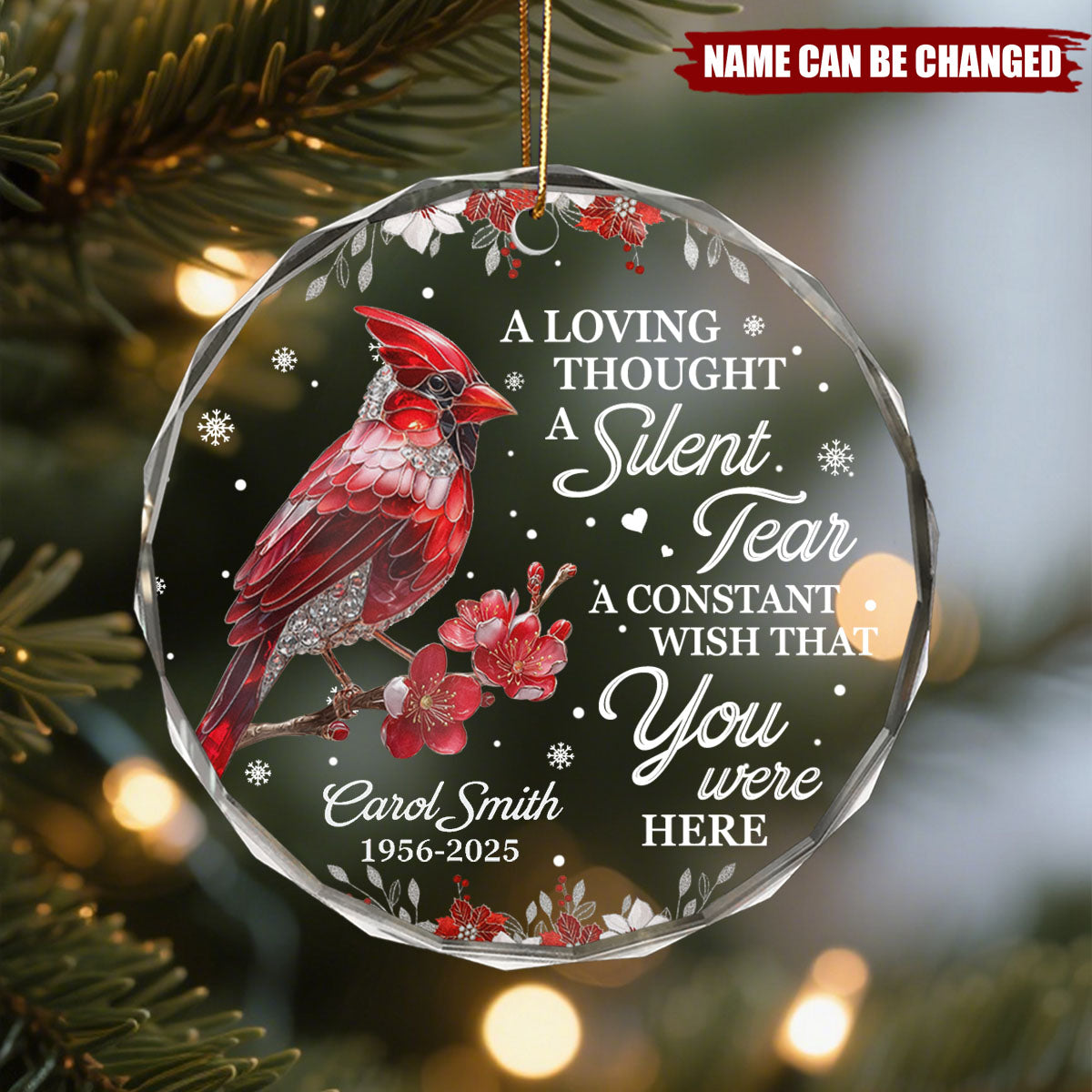 I'm Always With You Cardinal Hummingbird - Personalized Glass Ornament