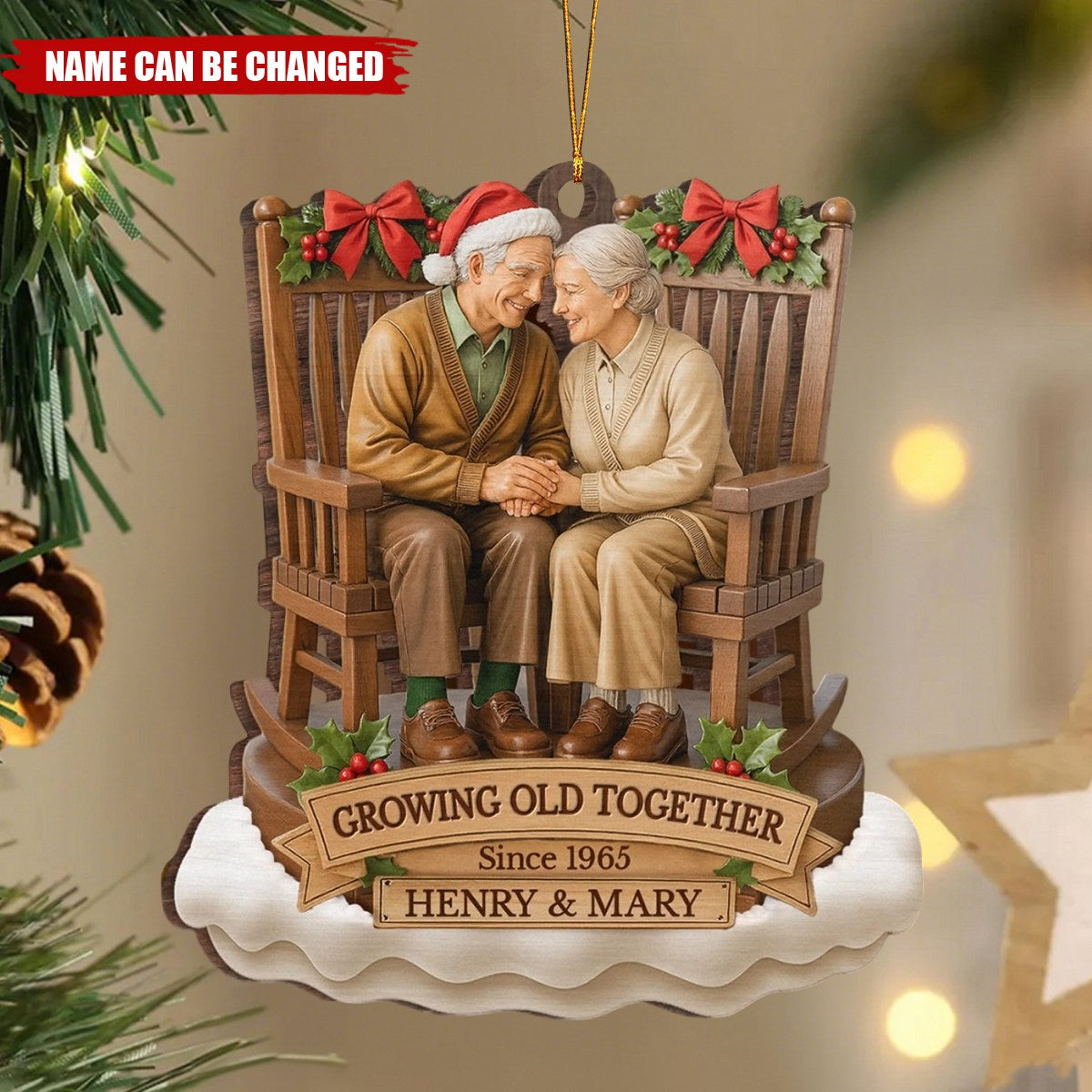 Custom Wood Ornament - Personalized Christmas Gifts For Old Couple