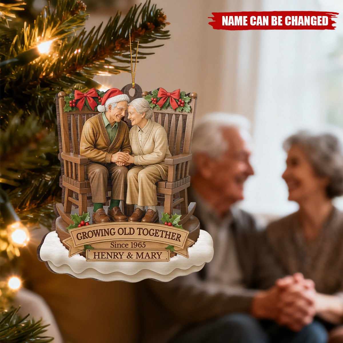 Custom Wood Ornament - Personalized Christmas Gifts For Old Couple