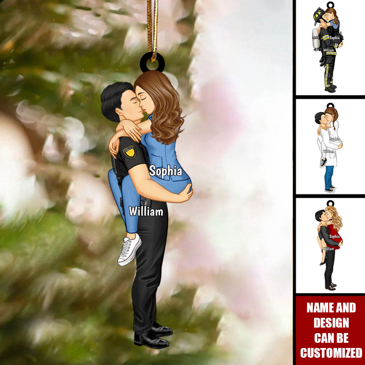 Personalized Acrylic Ornament - Christmas Gift - Couple Portrait, Firefighter, Nurse, Police Officer, Teacher, Gifts by Occupation