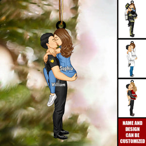 Personalized Acrylic Ornament - Christmas Gift - Couple Portrait, Firefighter, Nurse, Police Officer, Teacher, Gifts by Occupation