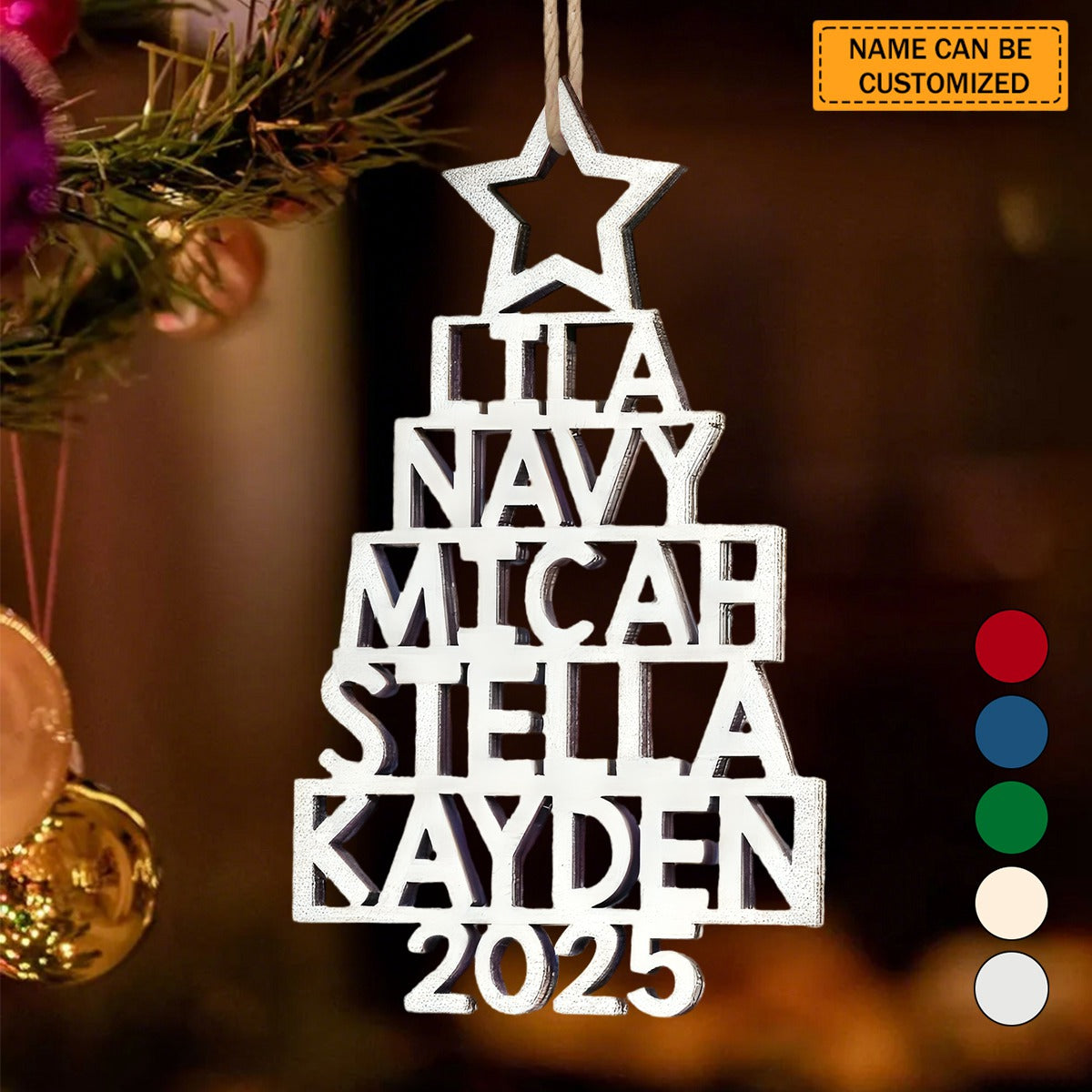 Custom Family Names 2025 Christmas Tree Ornament - Personalized Family Ornament