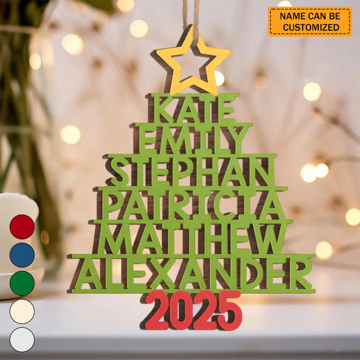 Custom Family Names 2025 Christmas Tree Ornament - Personalized Family Ornament