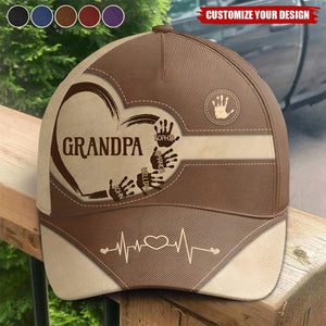 Grandpa Dad Kids Handprints - Personalized Classic Cap