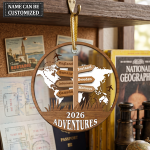 Personalized Travel Adventure Ornament, Christmas Gift for Travelers
