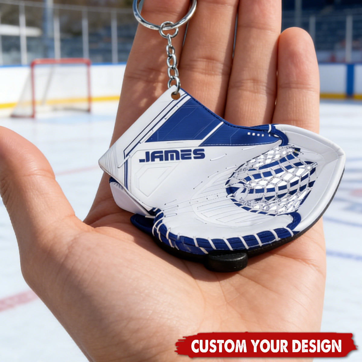 Hockey Goalie Glove - Personalized Keychain, Gift For Hockey Lover