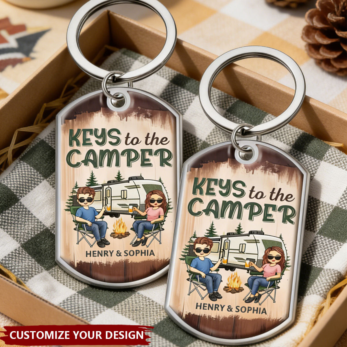 Keys To The Camper - Couple Personalized Stainless Steel Keychain