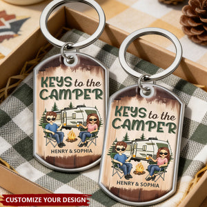 Keys To The Camper - Couple Personalized Stainless Steel Keychain