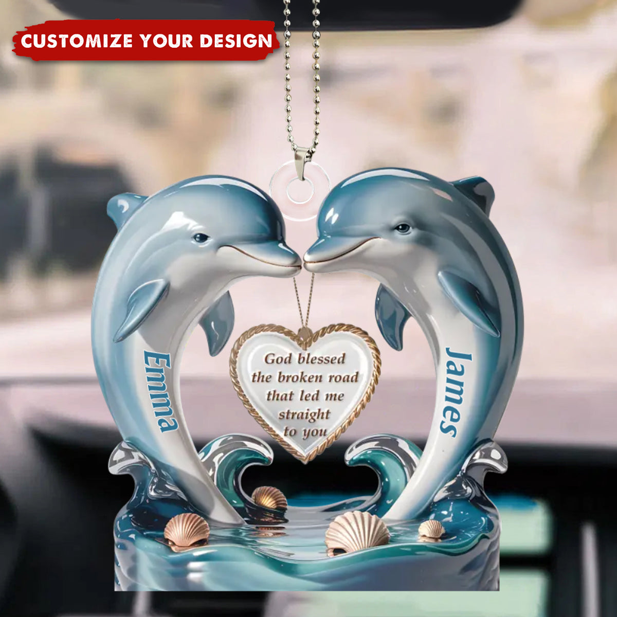 From One Heart To Another, Always - Couple Personalized Acrylic Car Ornament