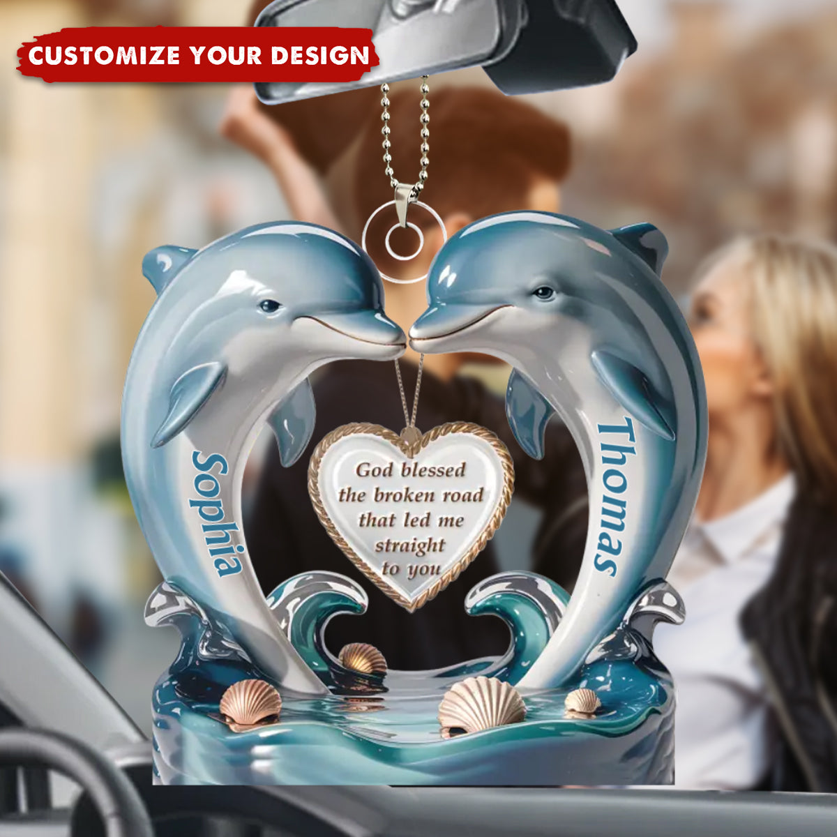 From One Heart To Another, Always - Couple Personalized Acrylic Car Ornament