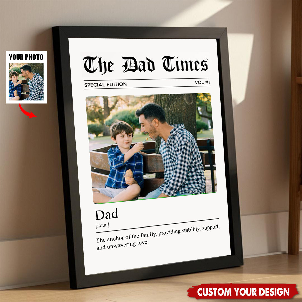 The Father's Day Times Dad Grandpa Definition - Personalized Photo Poster