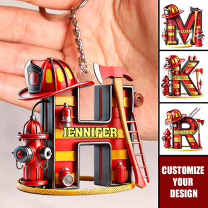 Alphabet Firefighter - Personalized Firefighter Acrylic Keychain