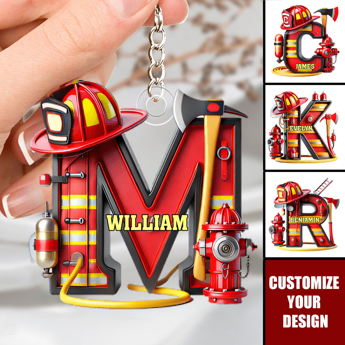Alphabet Firefighter - Personalized Firefighter Acrylic Keychain