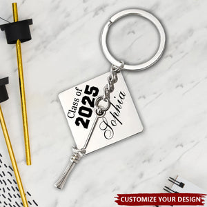 Graduation Cap Shape Class Of 2025 - Personalized Keychain, Gift For Graduates