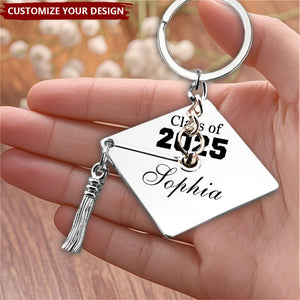 Graduation Cap Shape Class Of 2025 - Personalized Keychain, Gift For Graduates
