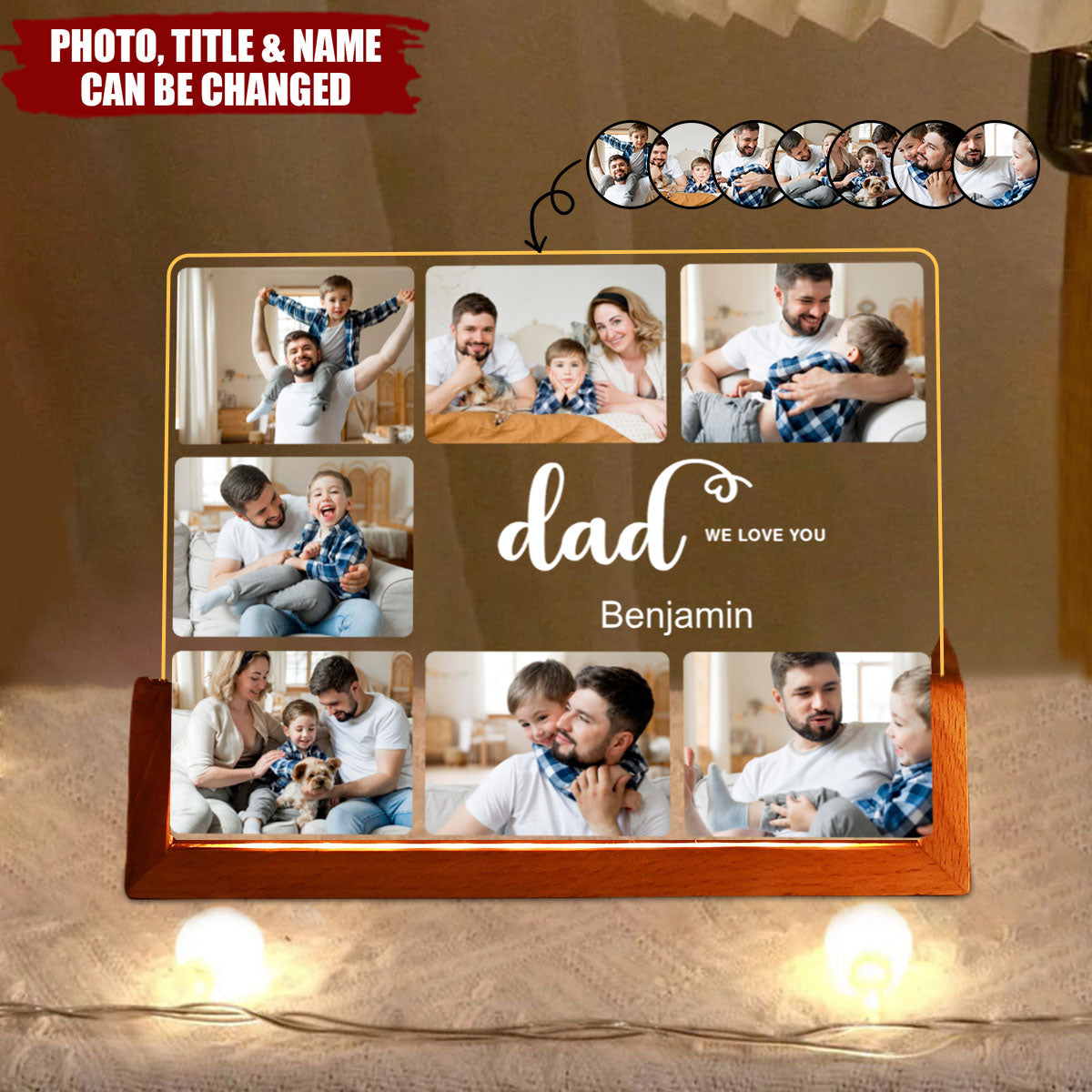 Personalized Photo Collage Night Light - Father's Day Gift - Gift for Dad