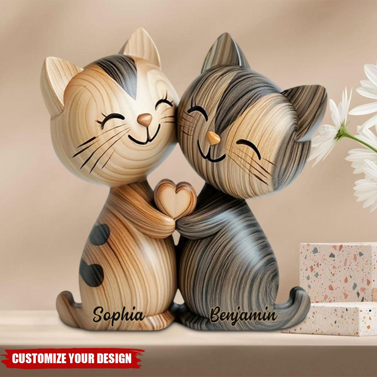 Cute Cat Couple - Personalized Cat Custom Shaped Acrylic Plaque