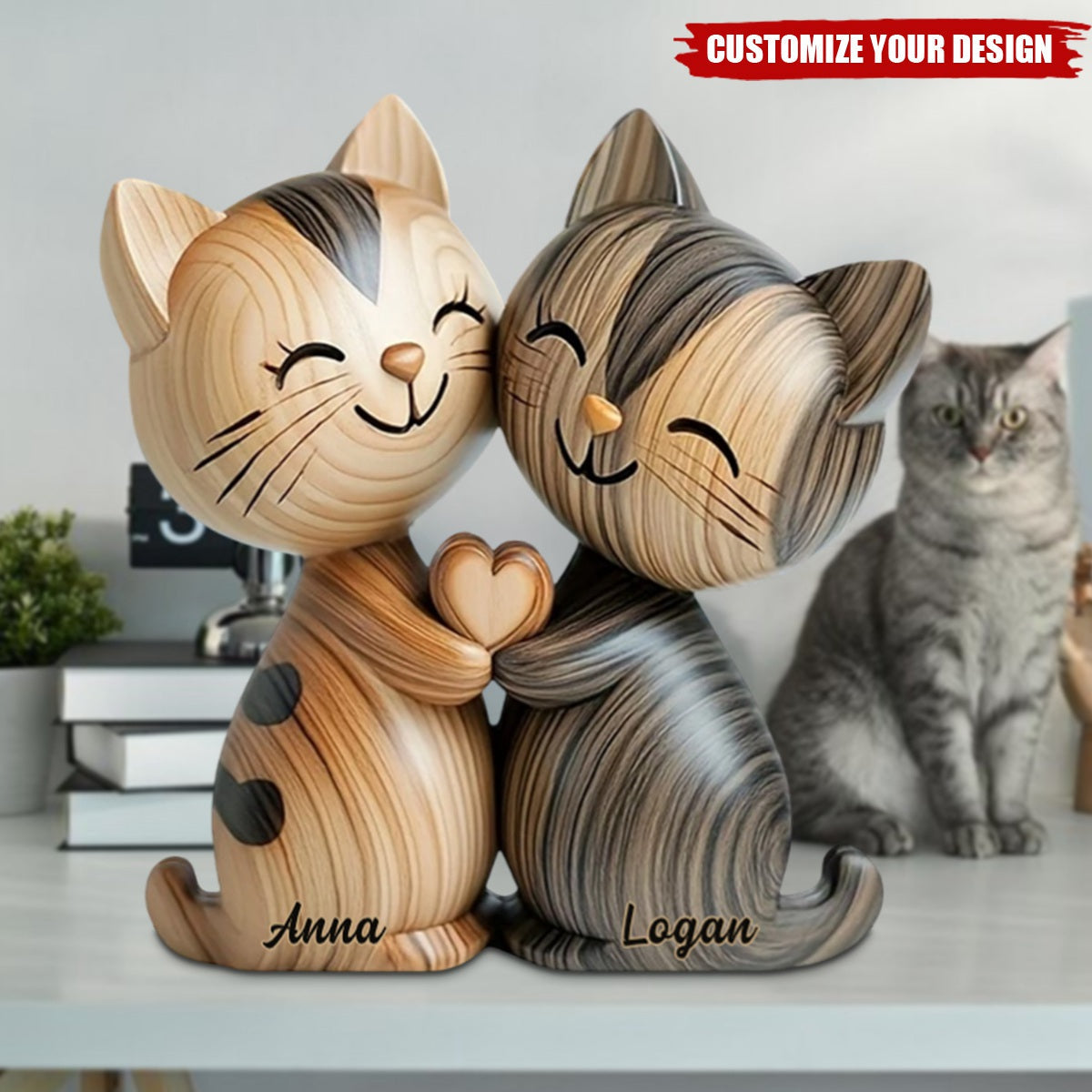 Cute Cat Couple - Personalized Cat Custom Shaped Acrylic Plaque