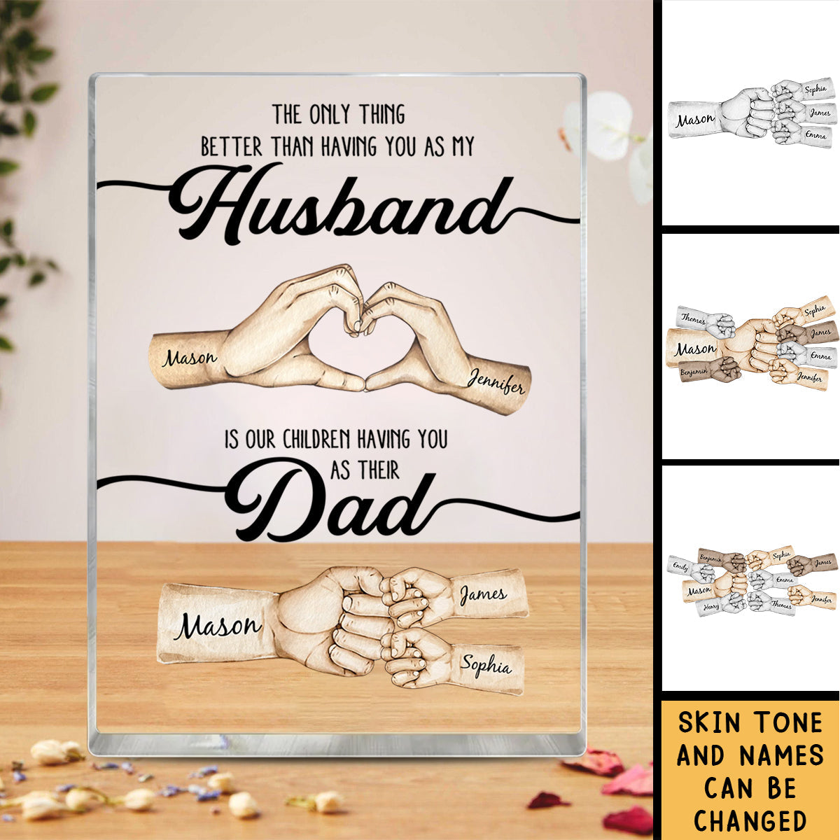 The Only Thing Better Husband Dad Hands - Personalized Acrylic Block Plaque