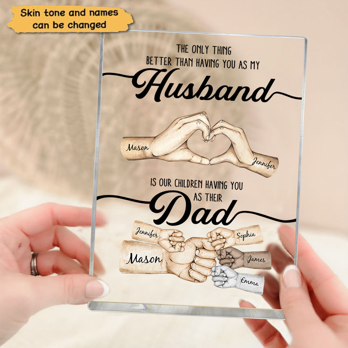 The Only Thing Better Husband Dad Hands - Personalized Acrylic Block Plaque