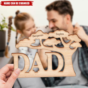Custom Names Dad Grandpa Tree - Personalized Engraved Wood Plaque