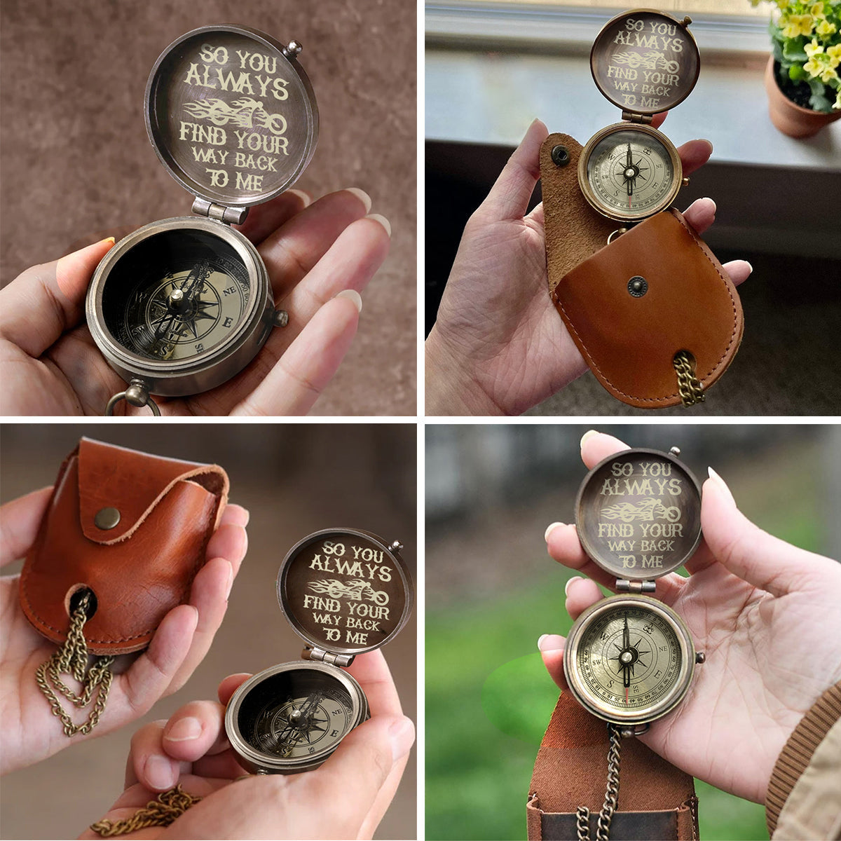 Find Your Way Back To Me - Personalized Biker Compass