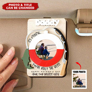 Custom Kids Photo Personalized Car Visor Clip, Father's Day Gift For Dad Grandpa