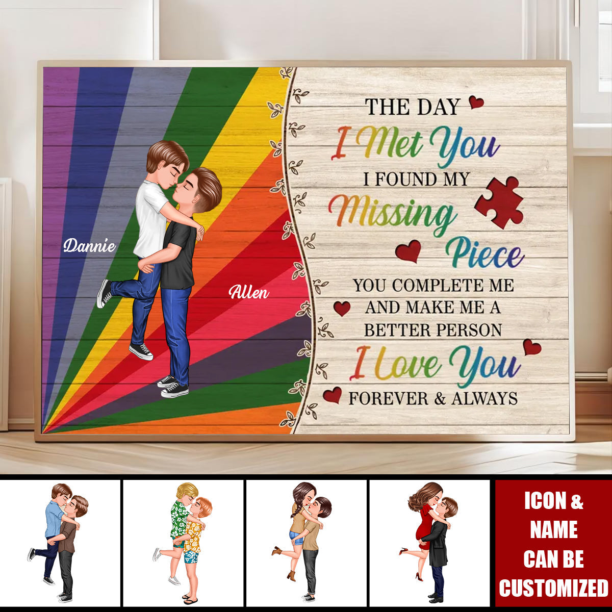 The Day I Met You LGBTQ Couple Personalized Poster, Pride Month Gift