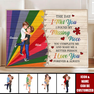 The Day I Met You LGBTQ Couple Personalized Poster, Pride Month Gift