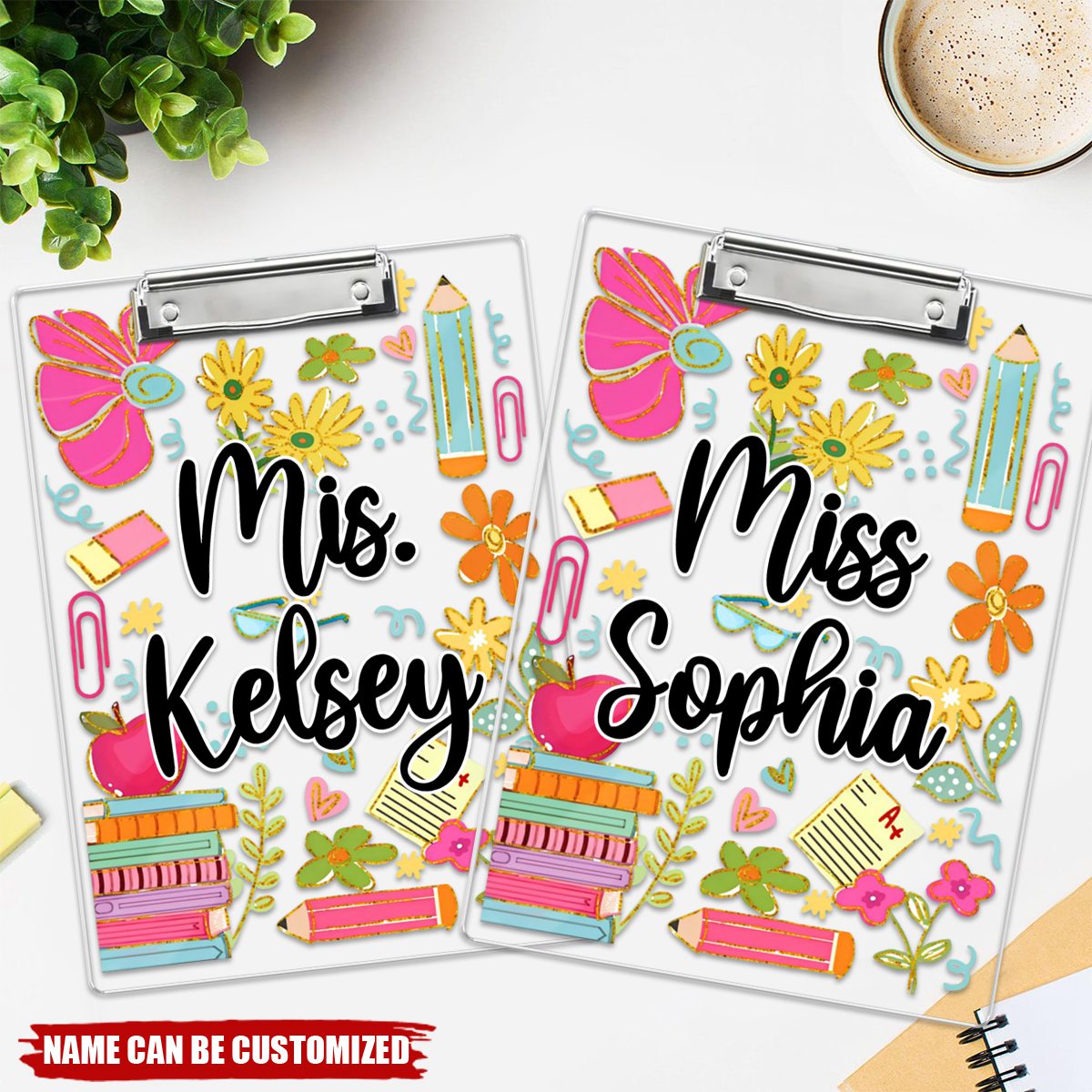 Boho Floral Personalized Teacher Clipboard, Back To School Teacher Appreciation Gift
