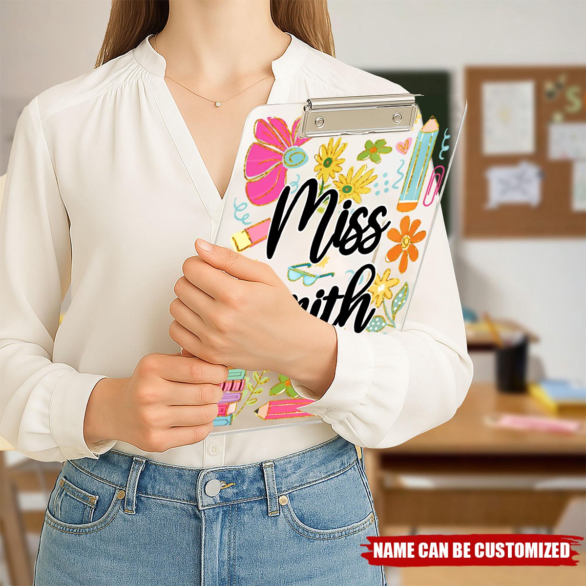 Boho Floral Personalized Teacher Clipboard, Back To School Teacher Appreciation Gift