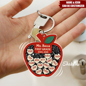 Thank You Teacher Apple - Personalized Shaker Keychain, Back to School Gift