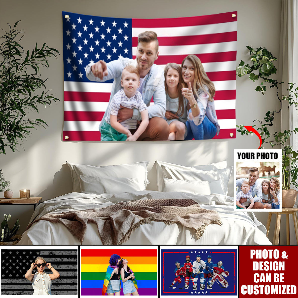 Design Your Image Funny American Flag - Personalized Tapestry