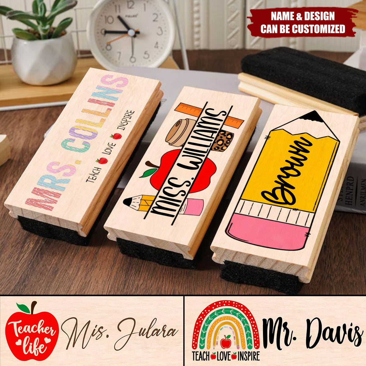 Personalized Teacher Whiteboard Eraser, Preschool Teacher Name Gift