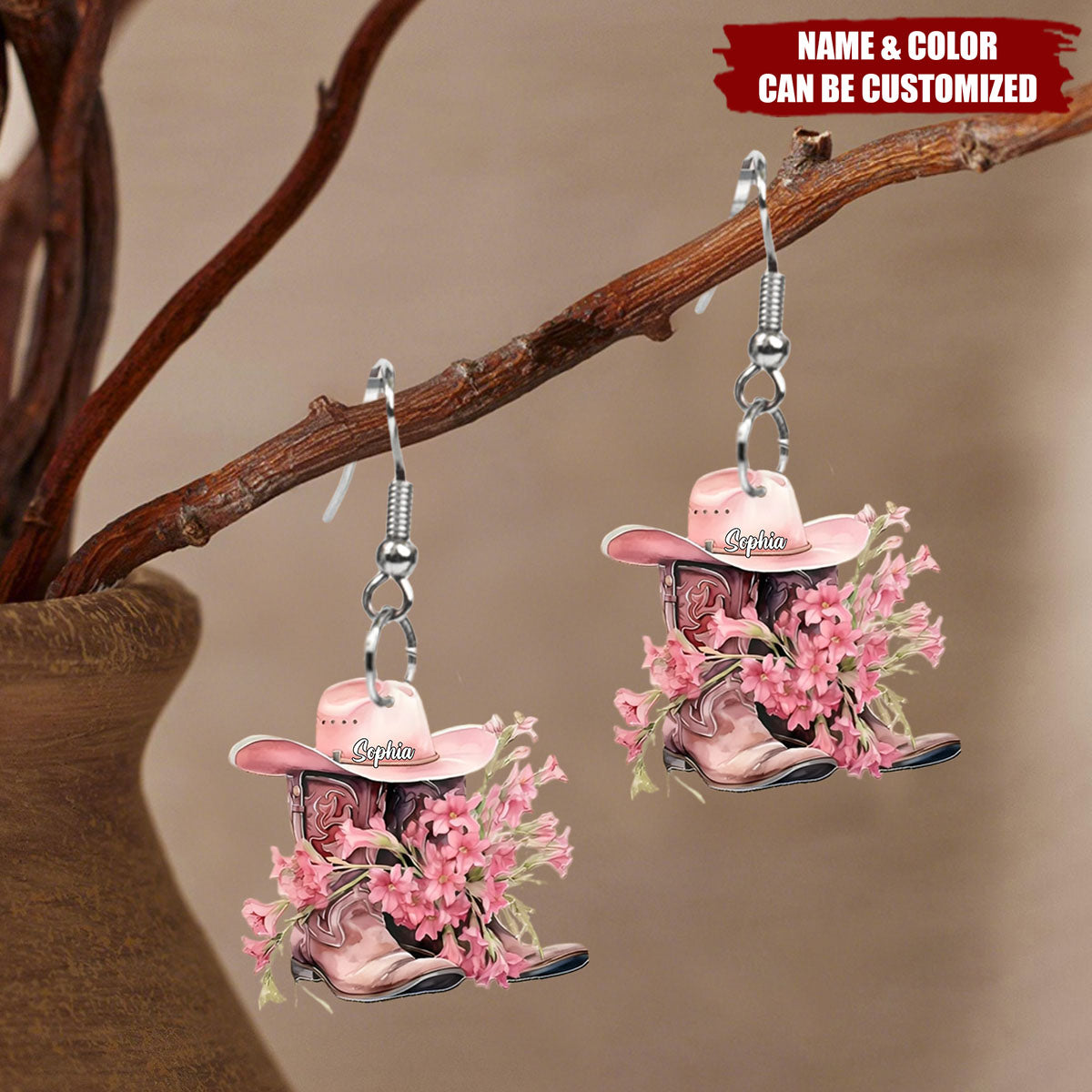 Western Cowgirl Boots - Personalized Cowgirl Earrings