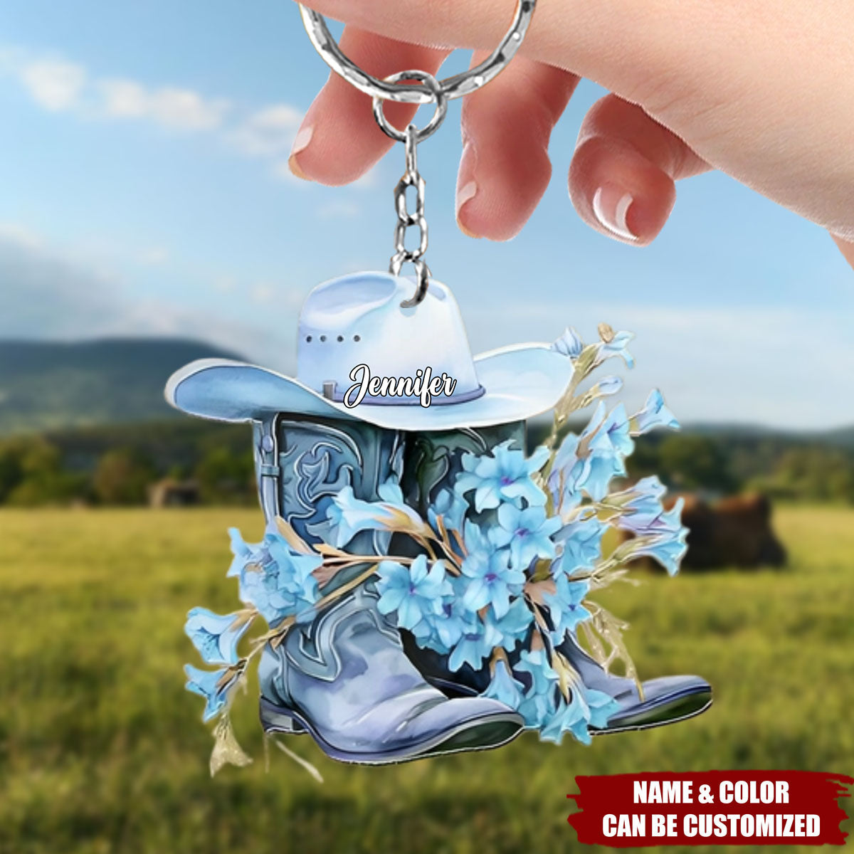 Western Cowgirl Boots - Personalized Acrylic Keychain