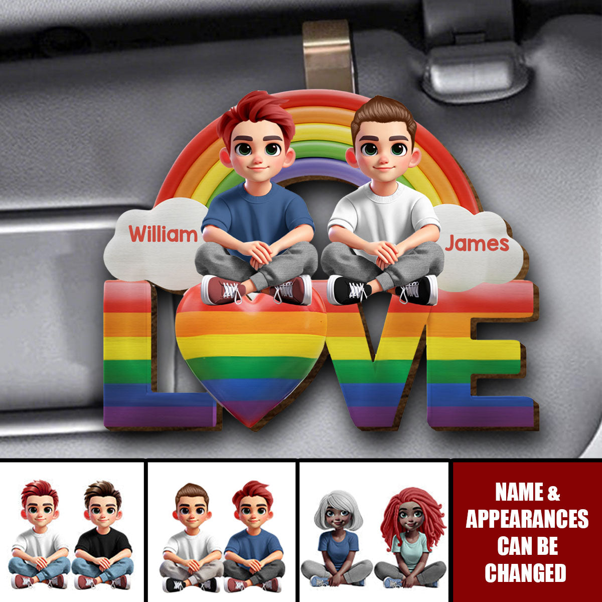 I Love You - Personalized LGBT Support Shaped Car Visor Clip