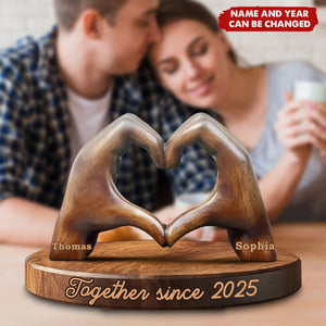 Heartfelt Love Sculpture Couple Hands - Personalized Couple Custom Shaped Wood Plaque