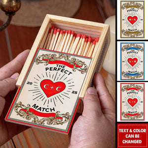 The Perfect Match - Personalized Couple Wood Matchbox