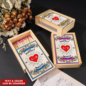 The Perfect Match - Personalized Couple Wood Matchbox